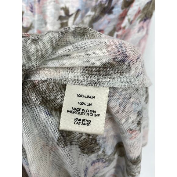 Rebecca Taylor Dress Womens Large Penelope Olive Pink Linen Floral Tie Front - Picture 6 of 7